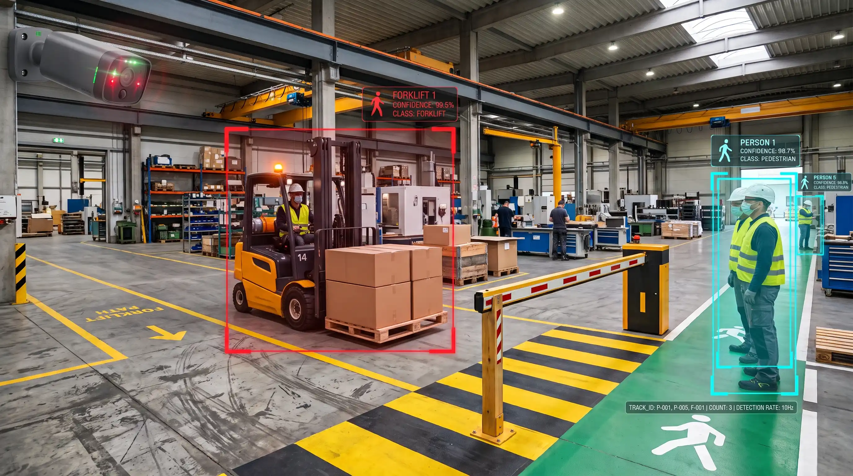 AI Camera ตรวจจับ Forklift → ควบคุมไม้กั้นอัตโนมัติ