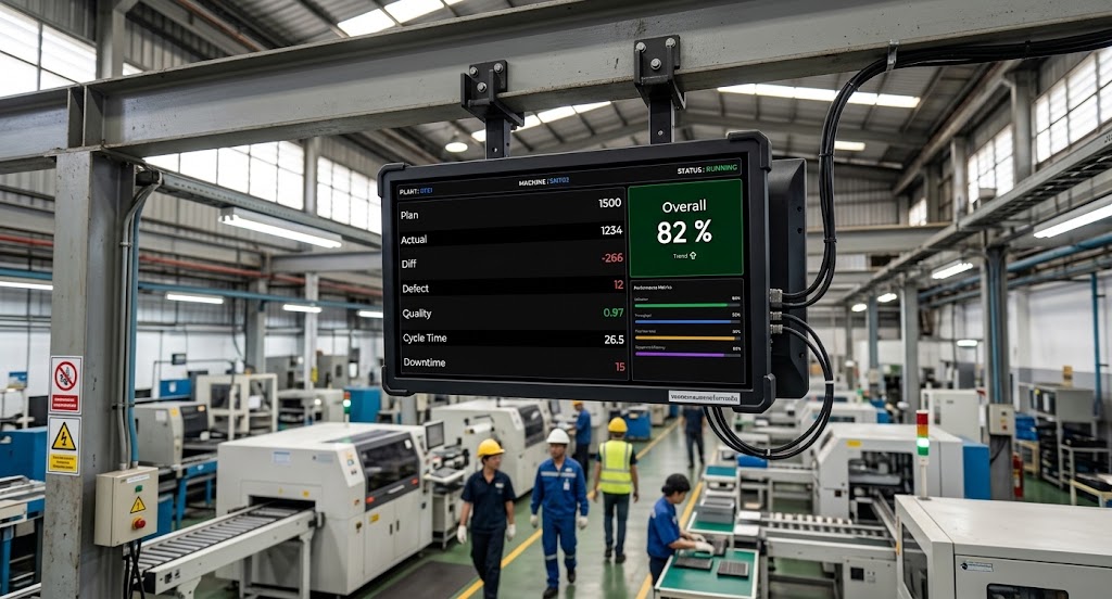 Production Dashboard installed in actual manufacturing plant