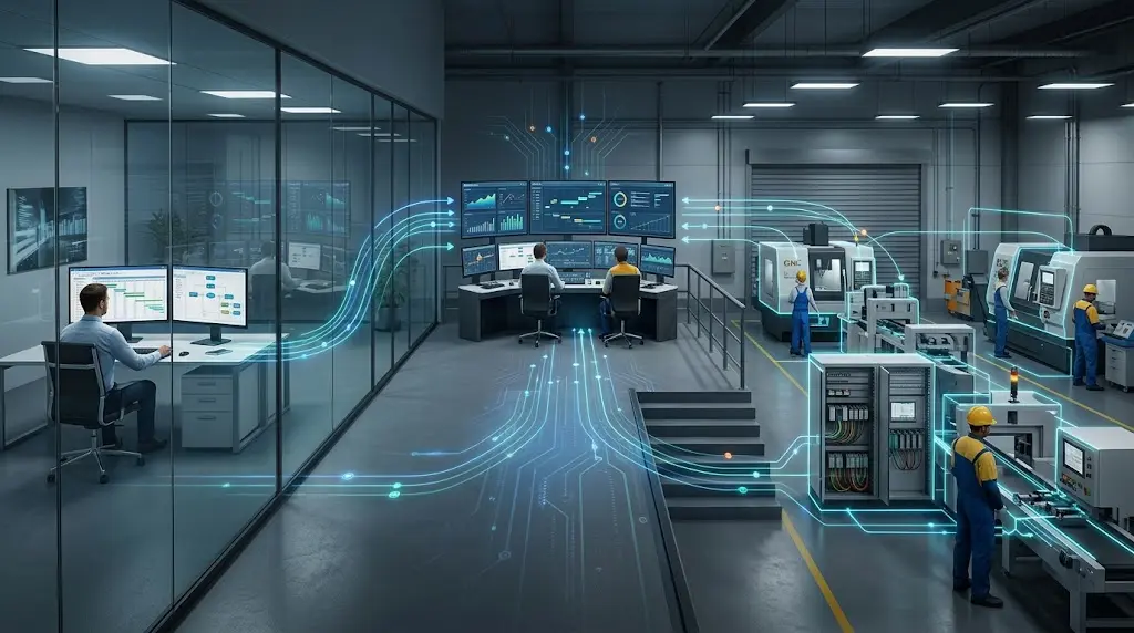 MES Architecture - ERP ไปยัง Production Execution ไปยัง Machine